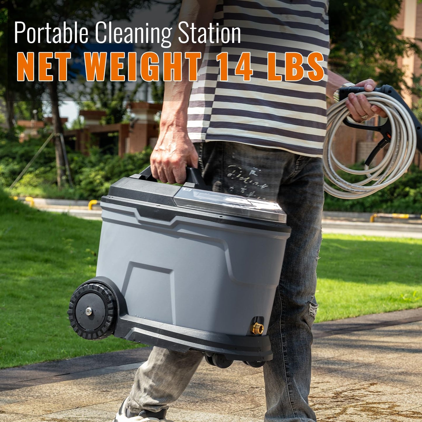 FlowMangol Freelander cPX4000 Portable Cordless Pressure Washer with 4.5 Gallon Tank & 4 Wheels, 725 PSI True Pressure, 2 x 4.0Ah Battery Power Washer for Car Washing, Outdoor Rinsing and Pet Shower