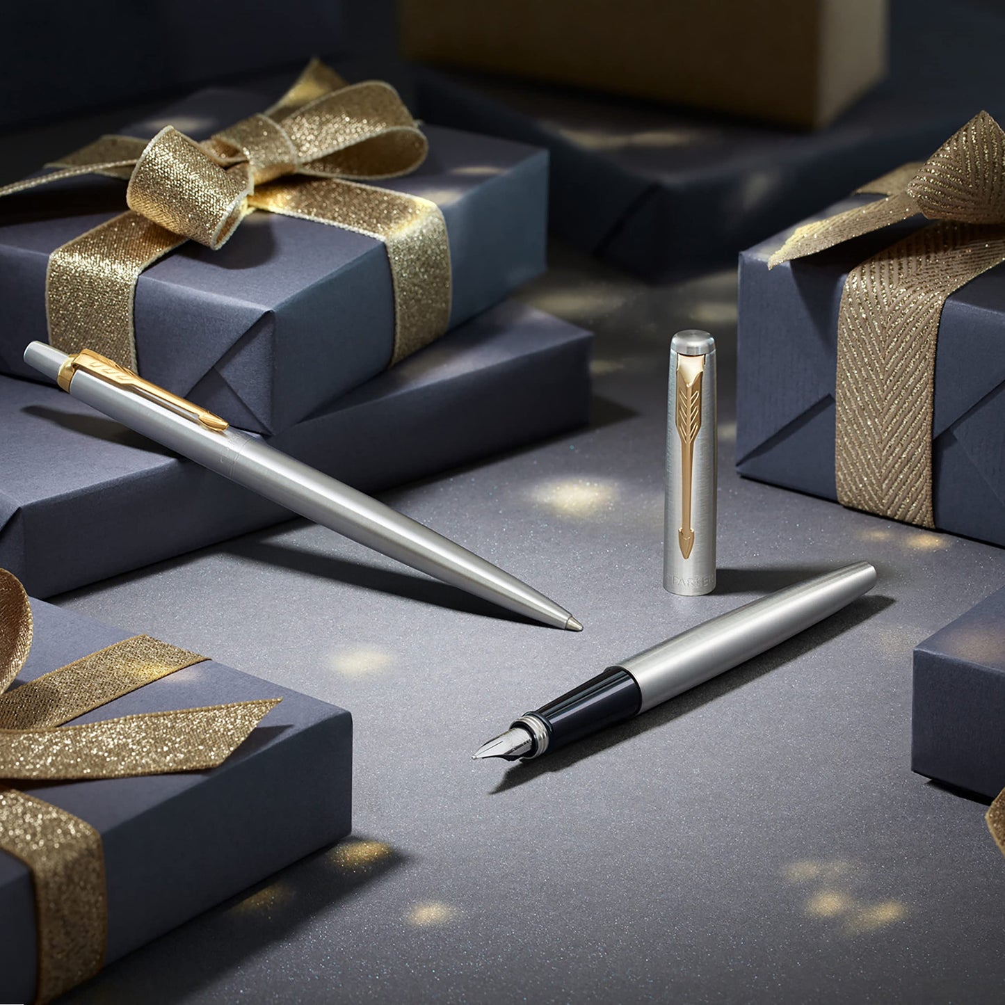 Parker Jotter Fountain Pen | Royal Blue | Medium Nib with Blue Ink | Gift Box