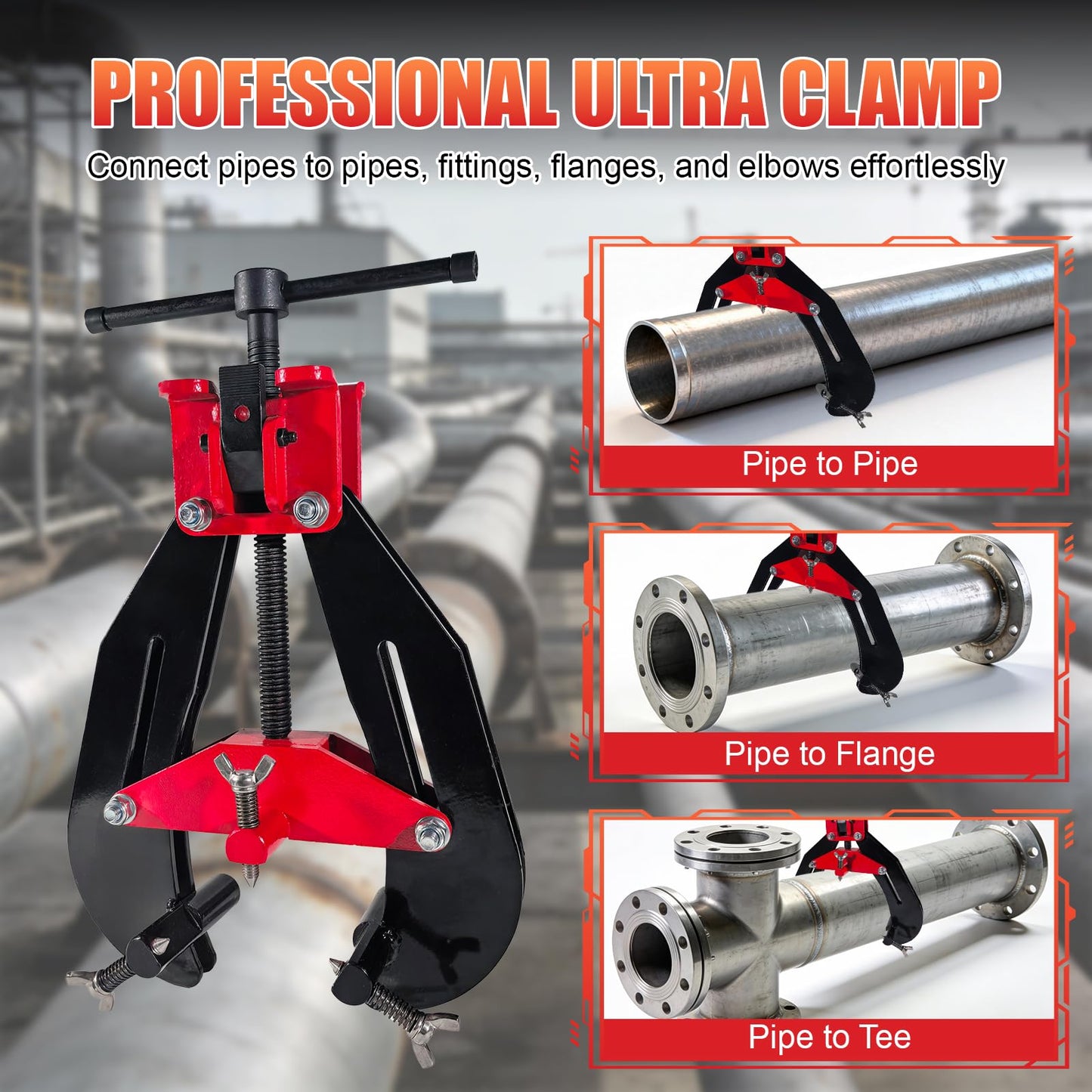 Alwalkee 8"-20" Heavy Duty Pipe Alignment Clamp, Professional Quick Release T-Handle for Welding & Fittin