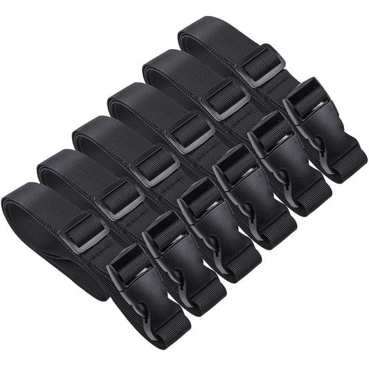 Utility Straps with Quick Release Buckle 47inch, 6 Pcs Nylon Backpack Luggage Straps, Black Adjustable Strap for Packing Travel Outdoor Sports