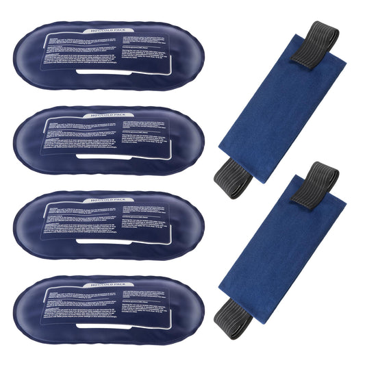 Ice Packs for Injuries Reusable, 4 Pack Hot and Cold Gel Packs and 2 Pack Adjustable Flexible Gel Wraps for Back Shoulders Arms Knees and Legs Injury Recovery, Alleviate Joint and Muscle Pain Relief