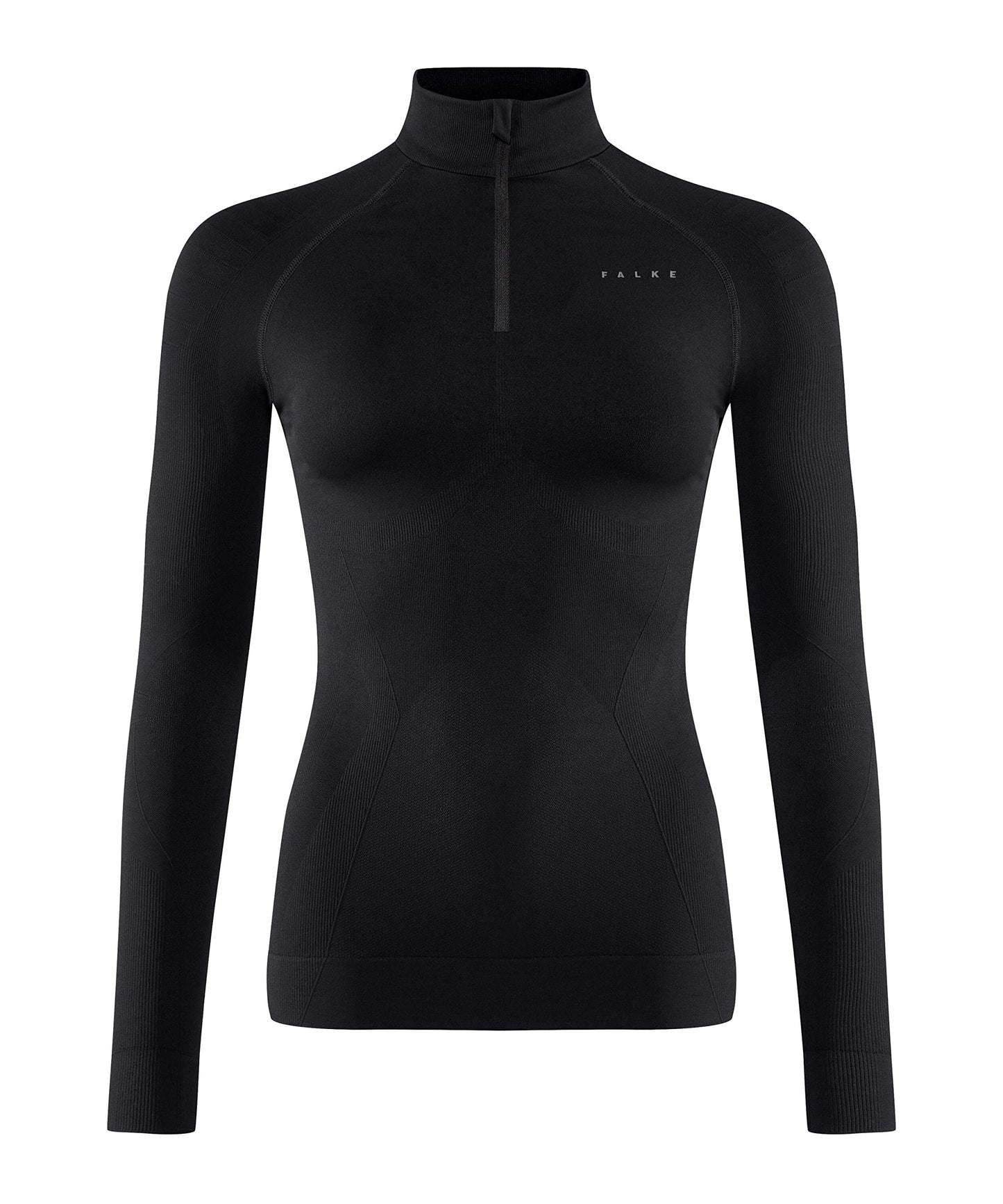 FALKE Women's Maximum Warm Tight Fit Zip Base Layer Top, Thermal Underwear, Cold Temps, Breathable Quick Dry, Nylon, Black (Black 3000), XS, 1 Piece
