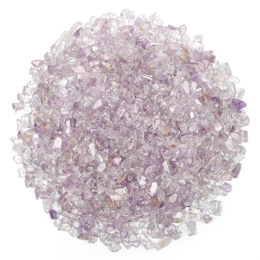 1.1lb Natural Crushed Light Color Amethyst Crystal Tumbled Chips-Healing Crystals Chips Bulk, Crushed Crystal Gemstones for Crafts, Beautiful Package for Gift (Light Color Amethyst)