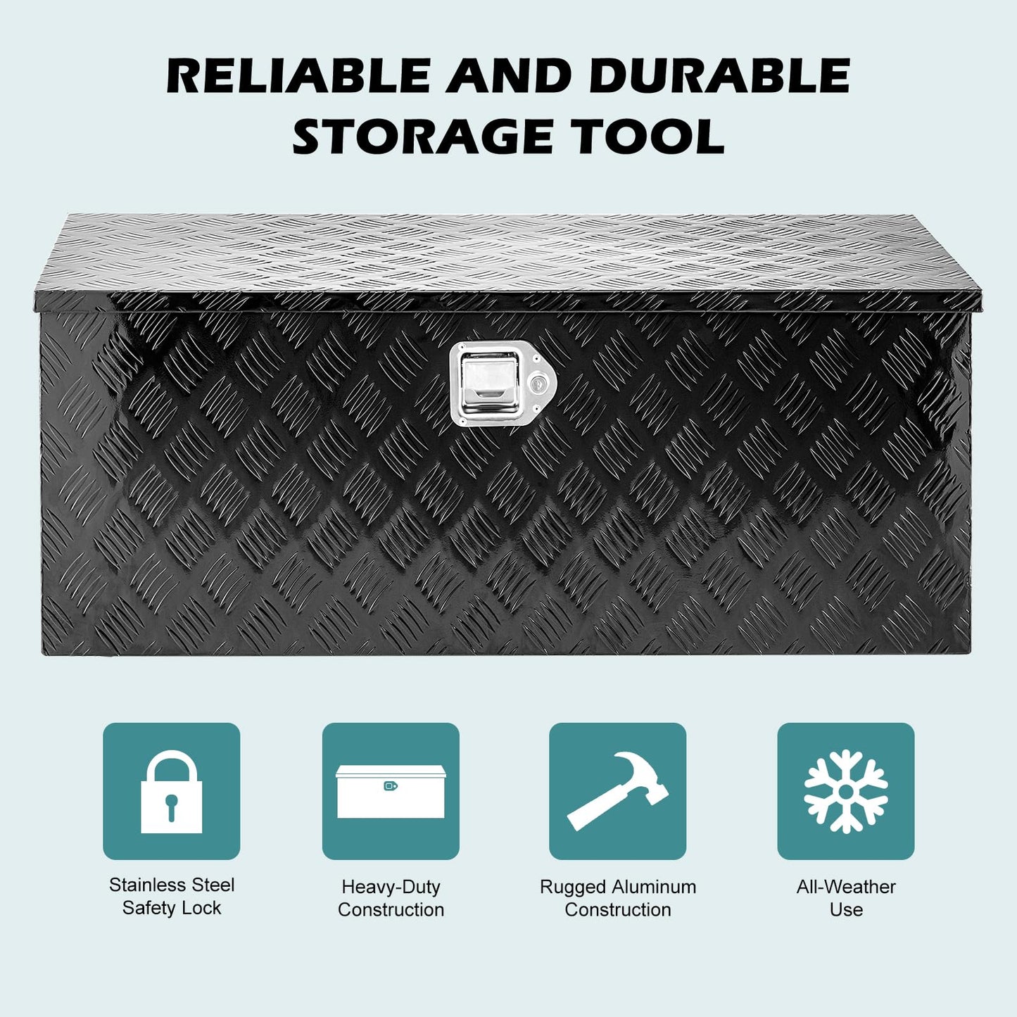 KING CHAO FOO 30" Lx15 Wx15 H Aluminum Tool Box, Heavy Duty Truck Bed Toolboxes with 2 PCS Keys, Upgraded Widest Tool Box Used for Truck Bed Storage,Trailers,Pickup,RV, All-Weather Use