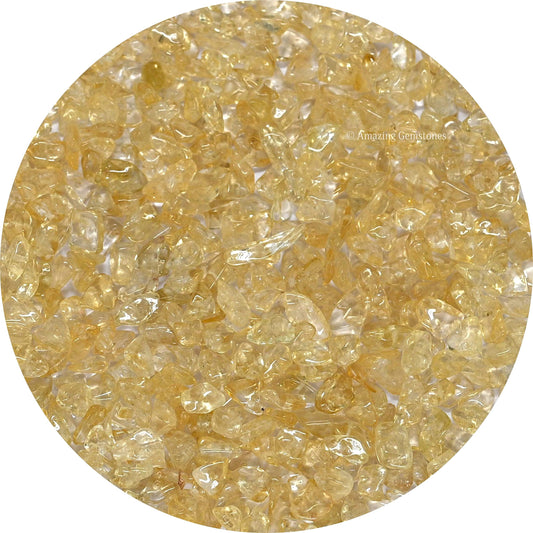 Citrine Pre Drilled Crystal Crushed Chips Beads for Bracelets Making, DIY Handmade Natural Healing Crystals (25 Inch Strand)