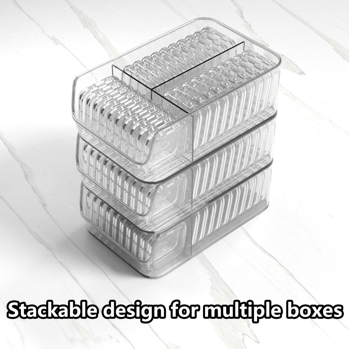 30 Pcs Press On Nail Storage Box Container False Nail Organizer Acrylic Display Case Packaging Box with a Large Stackable All-In-One Box and 120 Pcs Double Sided Adhesive Nail Display Tape