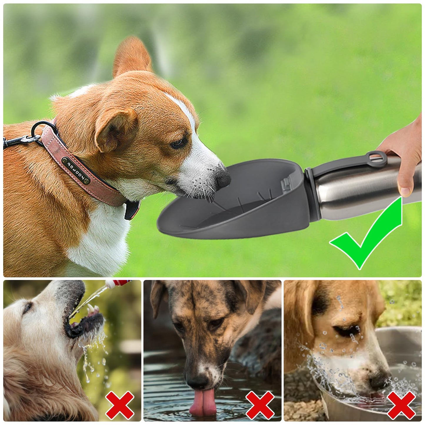 URPOWER Back Seat Extender for Dogs & 27Oz Insulated Portable Dog Water Bottle