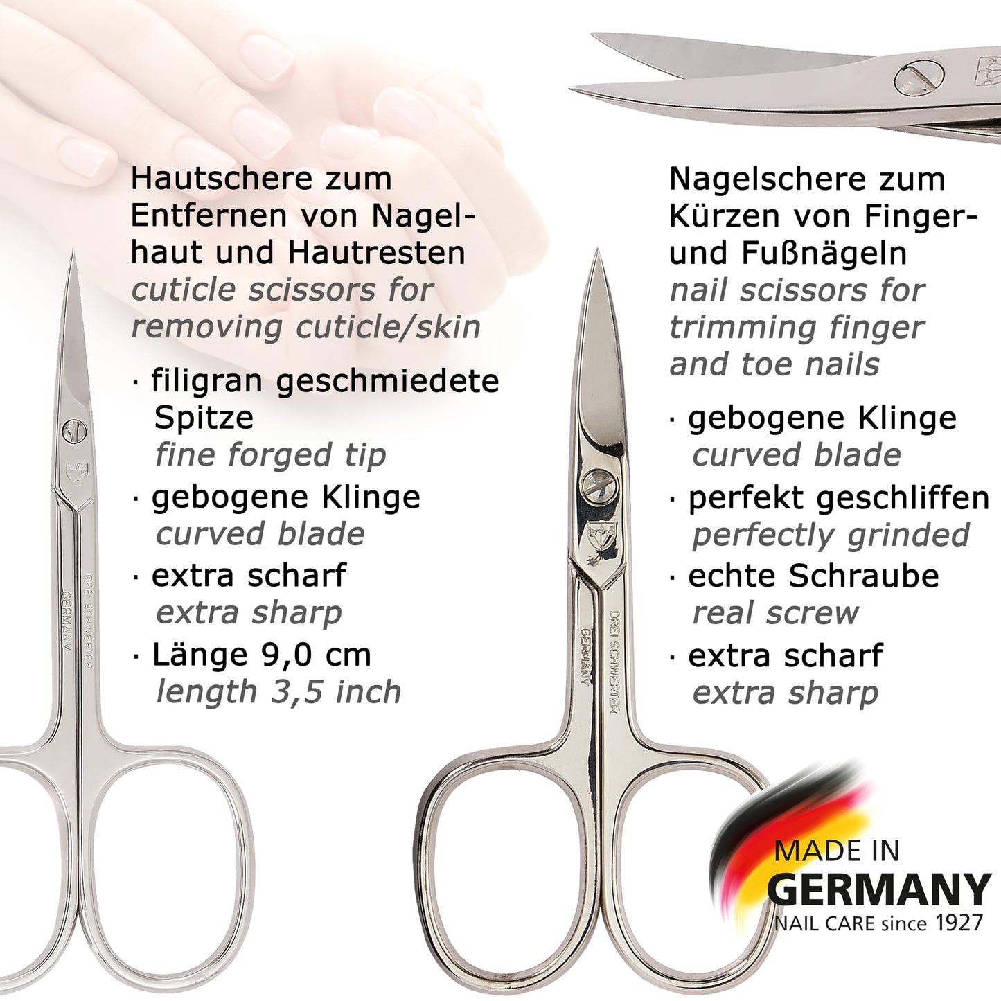 3 Swords Germany - brand quality 6 piece manicure pedicure kit set for professional finger & toe nail care with synthetic leather case - Made in Germany - pink