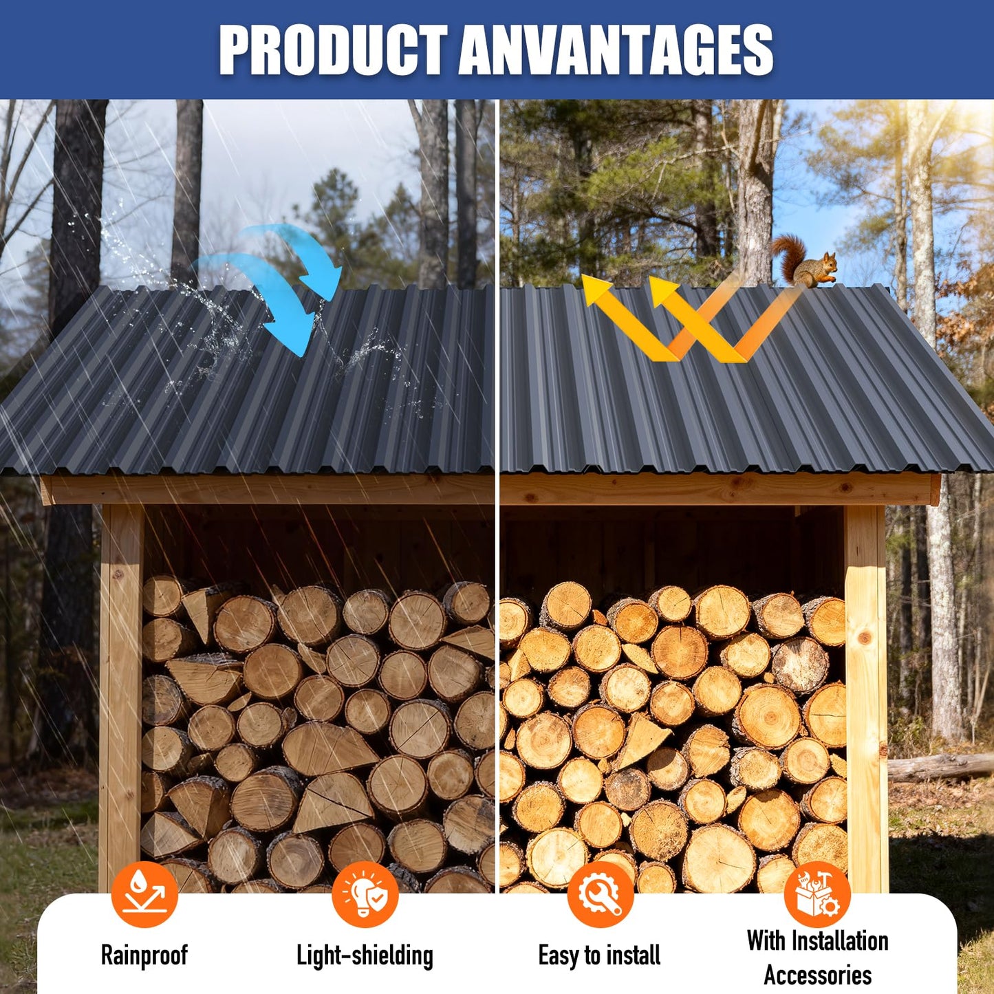 Brakki Corrugated Metal Roofing Panels 20pcs 150.6 ft², Grey Galvanized Steel Roof Panels with Screw, Heavy Duty Metal Siding Suitable for Garages Chicken Coop Sheds Stables Patio