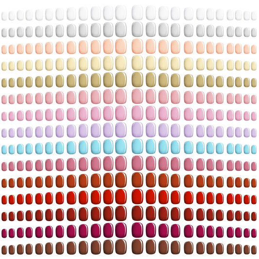Honoson 720 Pieces Short False Nails Medium Square Artificial Fake Nails Full Cover Fingernails Coffin Press on Nails Glossy False Nails Tips for Women Girls DIY Nail(Simple Colors)