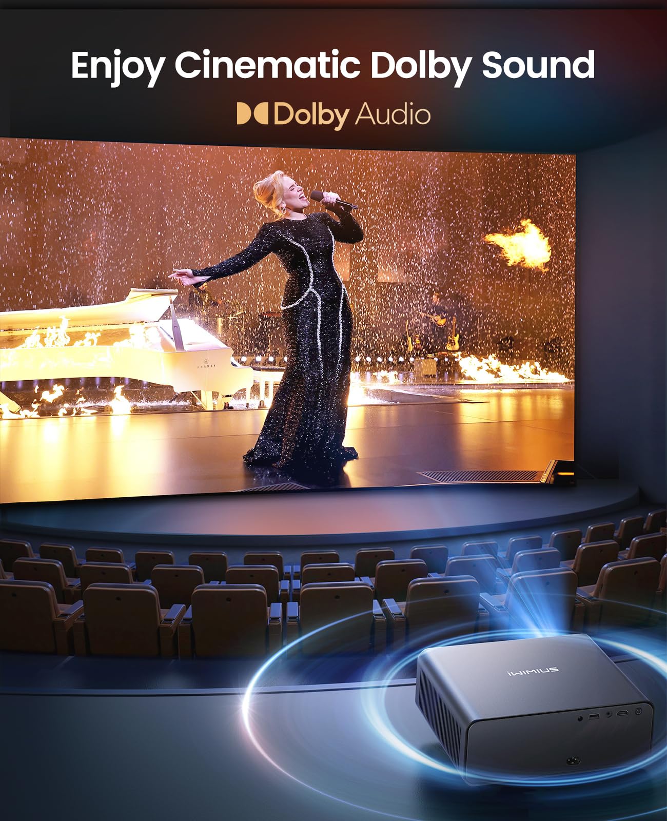 [Built-in Official App/4K Support/Compact]Smart-Projector with WiFi6 and Bluetooth, Outdoor Movie Projector & DoIby , Compatible with YouTube/PrimeVideo, AI Auto Focus, Portable Home Proyector