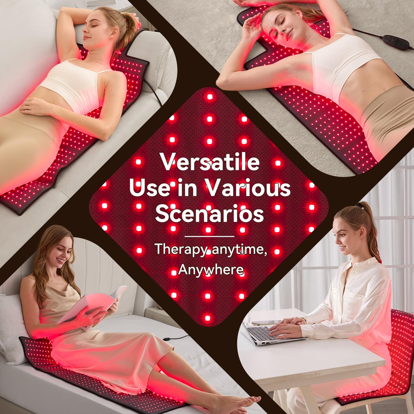 Extra Large Red Light Therapy Mat, High-Density LEDs Full Body Red Light Therapy, 660nm & 850nm Dual Wavelengths, Foldable Red Light Therapy Blanket with Timer, 47.5" x 20"