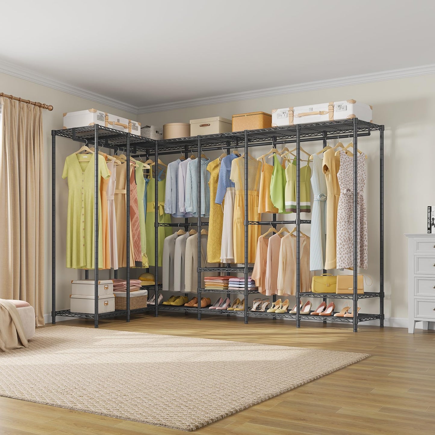 VIPEK V70 Extra Large Clothes Rack Heavy Duty Garment Rack, Freestanding Wardrobe Metal Closet for Hanging Clothes, Bedroom Organizer and Storage, Max Load 1670lbs, Black