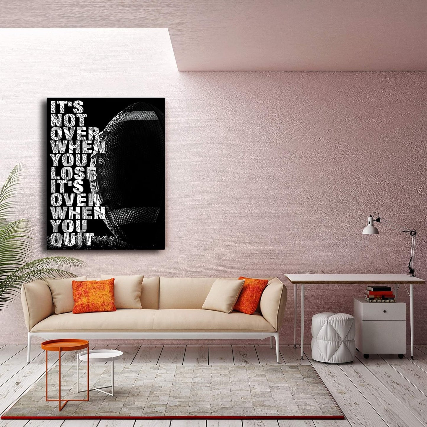 Football Inspirational Wall Art Entrepreneur Quotes Its Not Over When You Lose Canvas Posters -Motivational Sport Canvas Print Frame Picture Painting for Office Kids Boys Bedroom-20"x16"