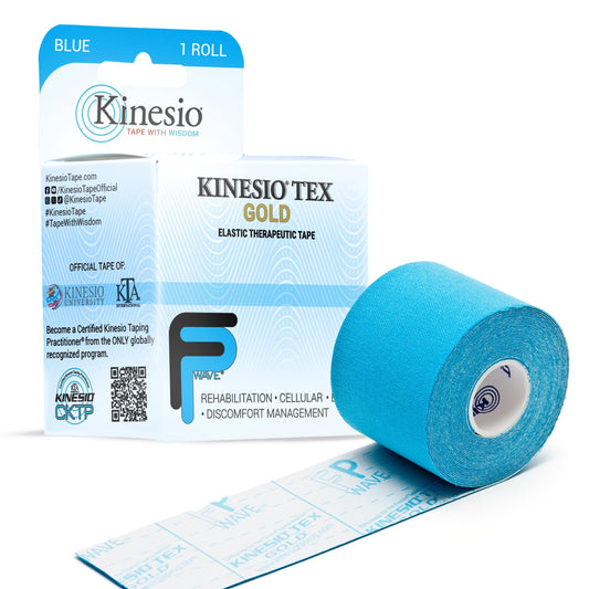 Kinesio Taping - Elastic Therapeutic Athletic Tape Tex Gold FP - Blue – 2 in. x 16.4 ft