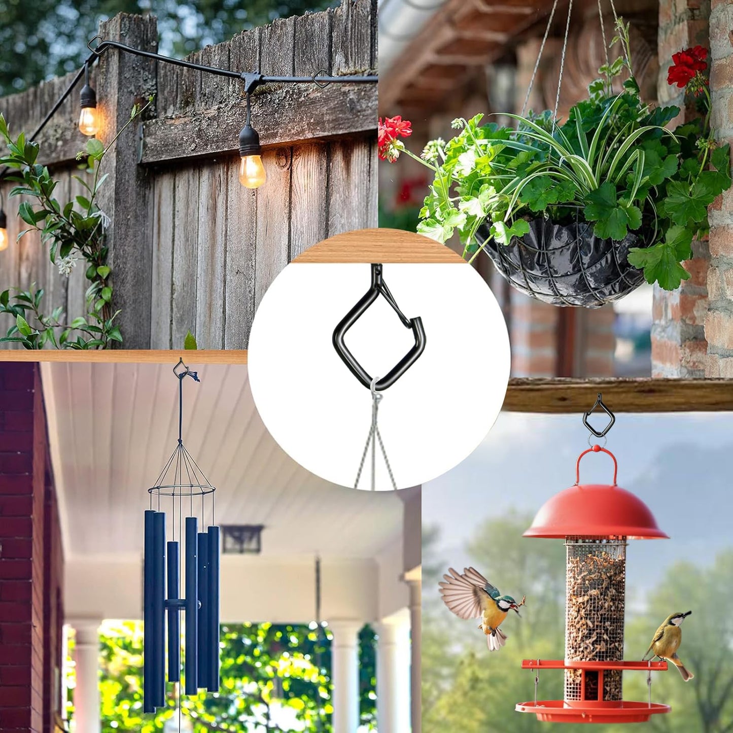 Sexoeie 35 PCS Eye Screw Hooks for Hanging Heavy Duty with Safety Buckle.Metal Ceiling Hooks for Hanging Plants,Cup,Wind Chime,Bird Feeders,Christmas String Lights at Indoor&Outdoor,2.36 Inches Black