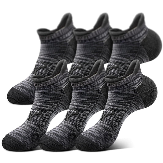 BULLIANT Men Active Running Socks 6-Pairs, Nylon Blend Cushioned Compression Ankle Socks, Arch Support Breathable Wicking(6Pairs,Shoes Size:Men 10-12)