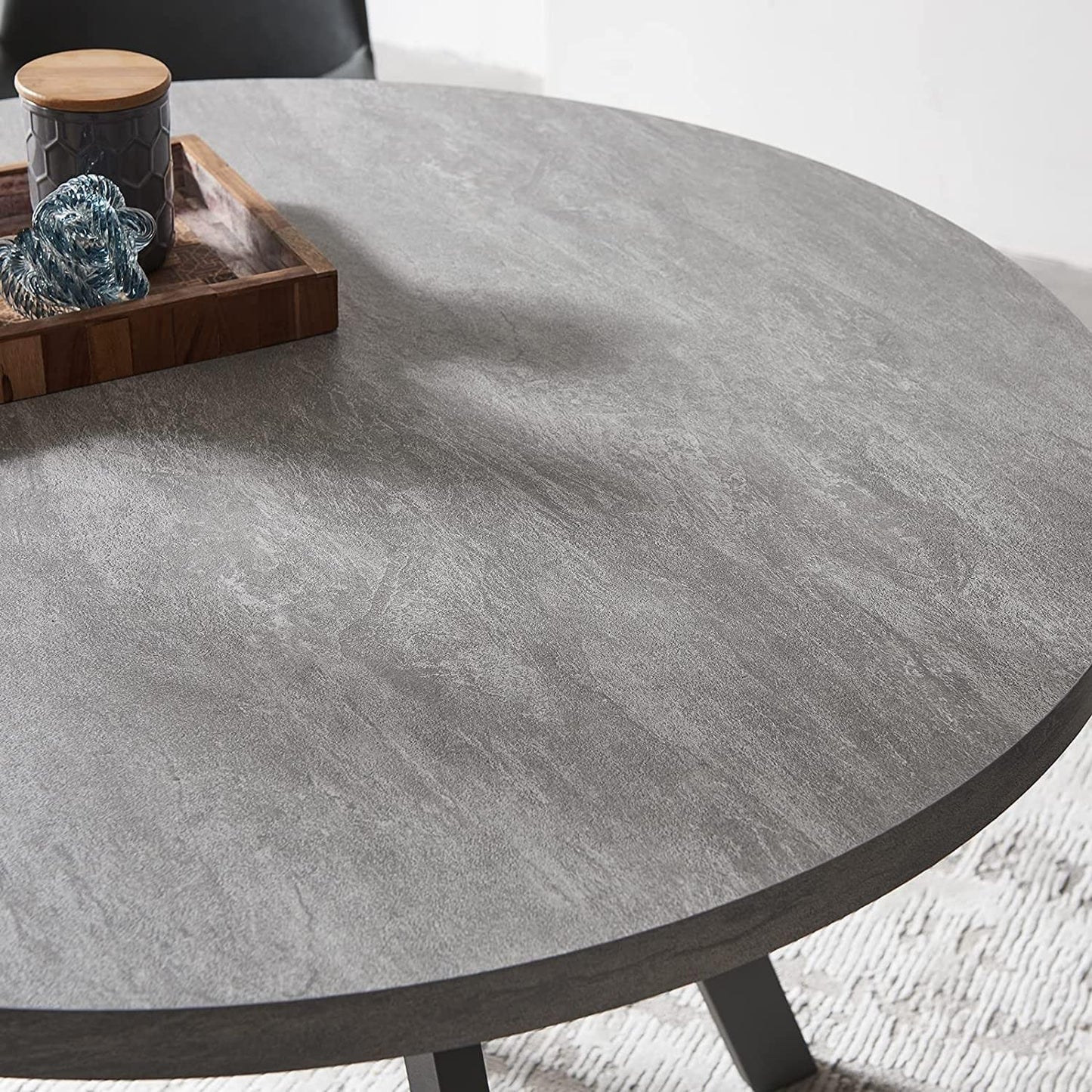 Zerifevni Round Dining Table Set, Mid Century Modern 47 INCH, Leisure Coffee Table, Saving Space (Grey)