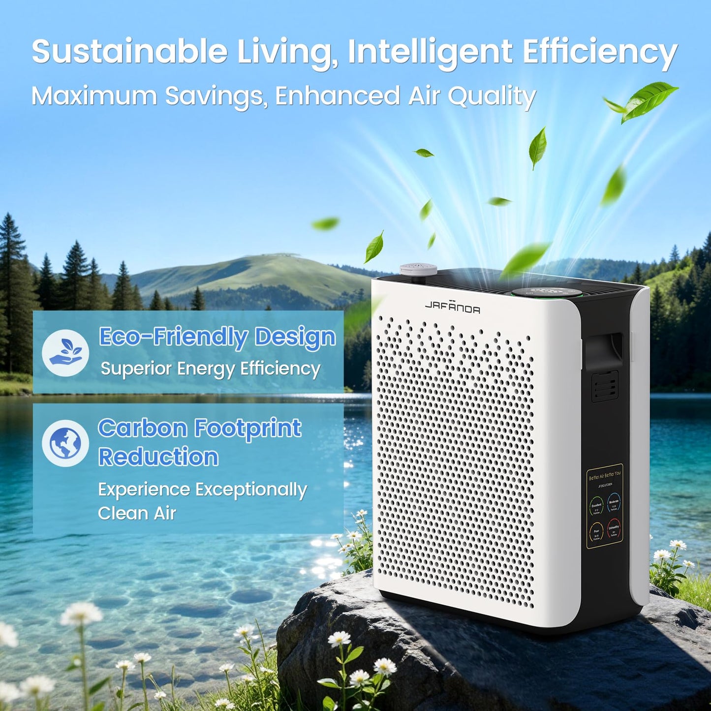 Air Purifiers for Home Bedroom Large Room, Jafända HEPA Air Purifier with Washable Pre-Filter, AHAM VERIFIED, Air Cleaner with Smart Auto-Mode PM2.5 Display for Pets, Smoke, Dust Pollen