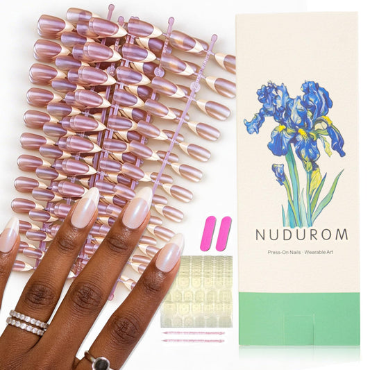 240 Pcs Almond False Nail Tips, French Tip & Solid Color Glossy Shiny Press On Nails Set, Fake Nails with Pearl Shimmer Finish for Women, Acrylic Nails for Home DIY, Party, Wedding, Daily Wear