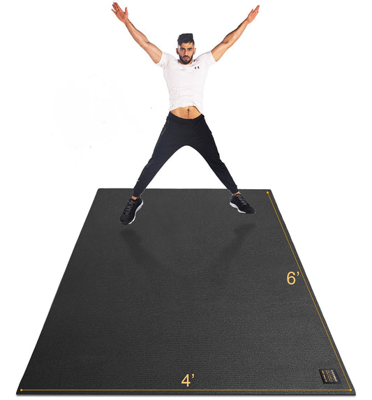 GXMMAT Large Exercise Mat 6'x4'/6'x5'/6'x6'(7mm), Thick Workout Mats for Home Gym Flooring, Extra Wide Non-Slip Durable Cardio Mat, Shoe Friendly, Perfect for Plyo, MMA, Jump Rope, Weights, Fitness