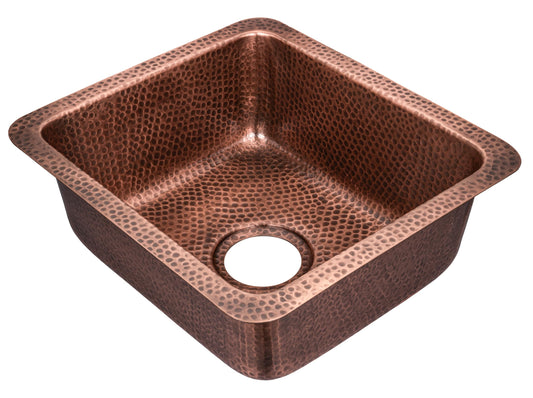 Monarch Abode Kitchen & Bar Sink – 17-inch Highball Dual Mount Drop in Kitchen Sink, Hand Hammered Pure Copper Sinks, Drop in Bar Sinks or Undermount, Deep Single Rectangular Bowl