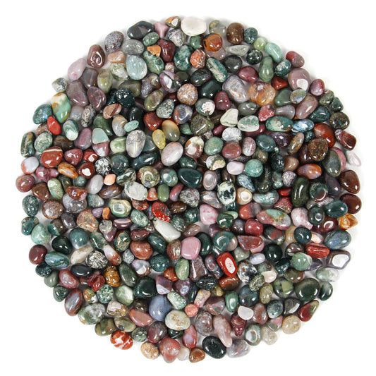 1.1lb Natural Crushed Ocean Jasper Crystal Tumbled Chips-Healing Crystals Chips Bulk, Crushed Crystal Gemstones for Crafts, Beautiful Package for Gift (Ocean Jasper)