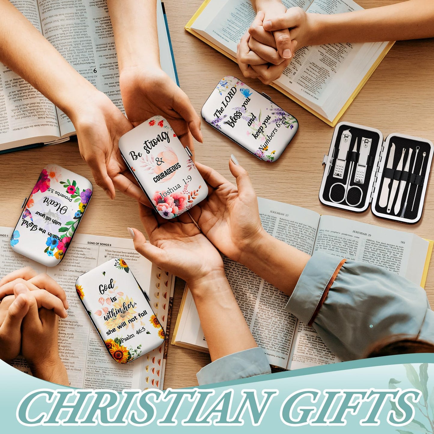 10 Sets Mother's Day Gifts Bulk Christian Gifts for Women Scripture Manicure Set Nail Clippers Bulk Mother's Day Church Religious Party Favors Christian Stuff Bible Verse Group Favors for Women Men
