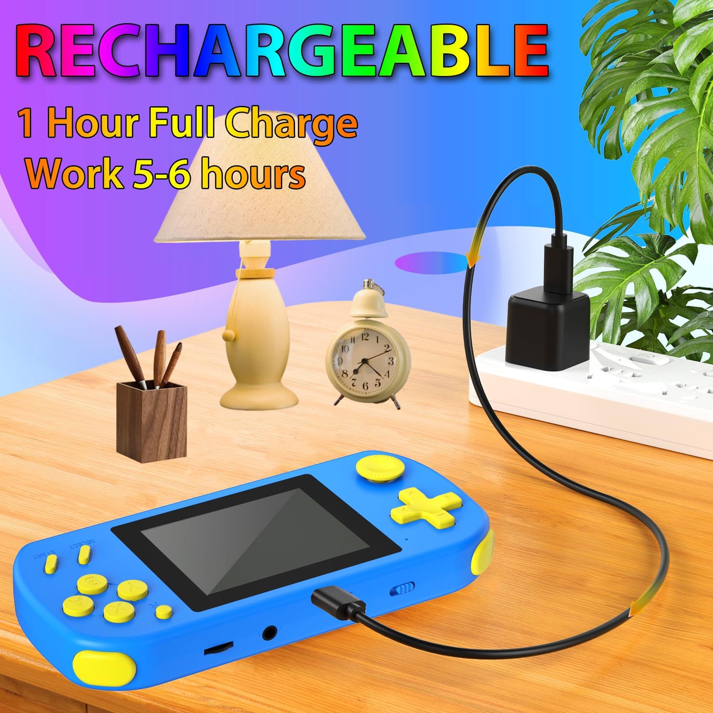 TEBIYOU Handheld Games for Kids Built-in 218 Video Games, Portable Kids Travel Toys for Ages 4-13 with Rechargeable Battery 3.0" HD Screen, Mini Gaming Player Birthday Gifts for Boys Girls (Blue)