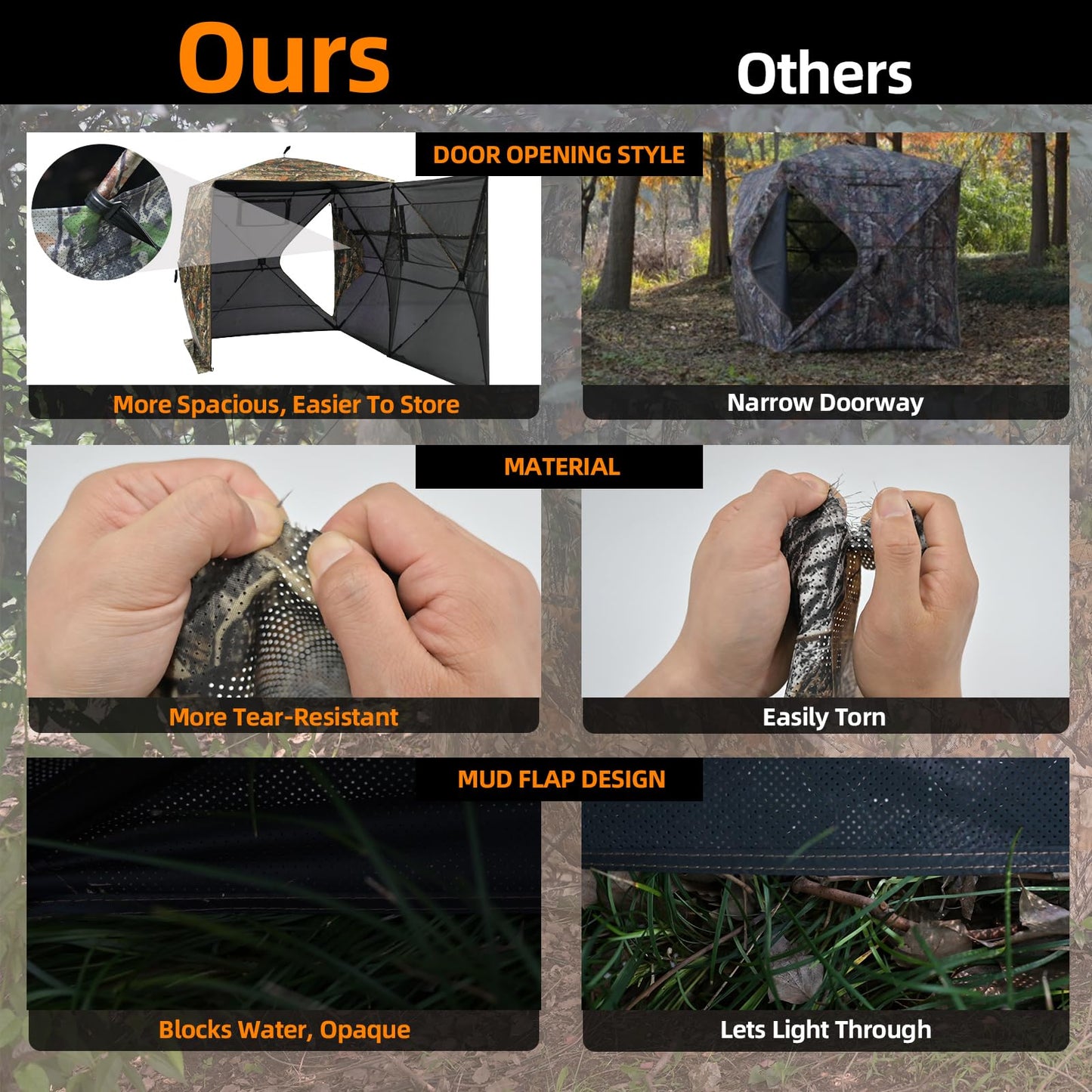 JOMAILIEEL 360 Degree See Through Ground Blinds for Deer and Turkey, Pop Up Deer Blind with Double Doors, Portable Carry Bag and Quiet- Fast Setup (3-4 Person)