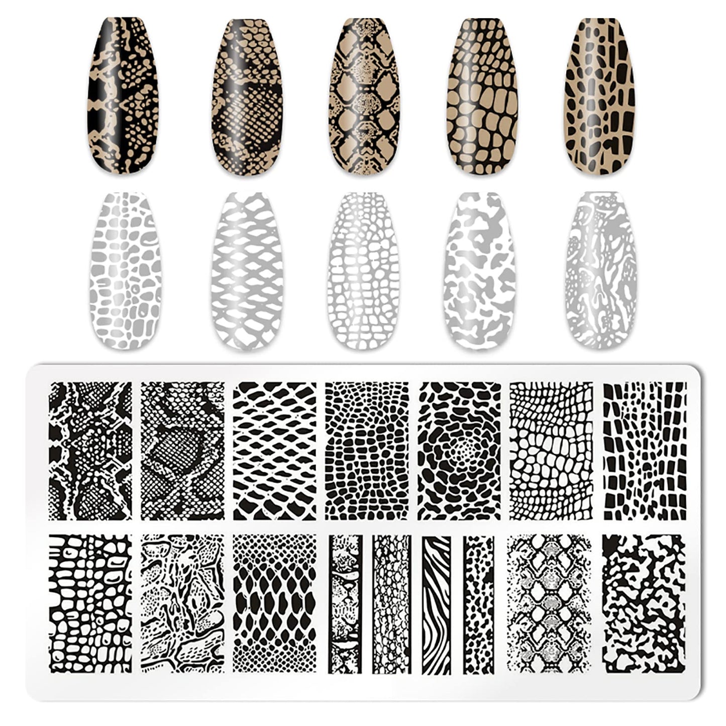 HYWWPFLAY 5Pcs Nail Stamping Plates Leopard Print Nail Stamps Nail Art Stamping Plates Nail Stencils Nail Plate Template Nail Art Stamping Kit Nails Accessories with 1 Nail Stamper, 1 Scraper