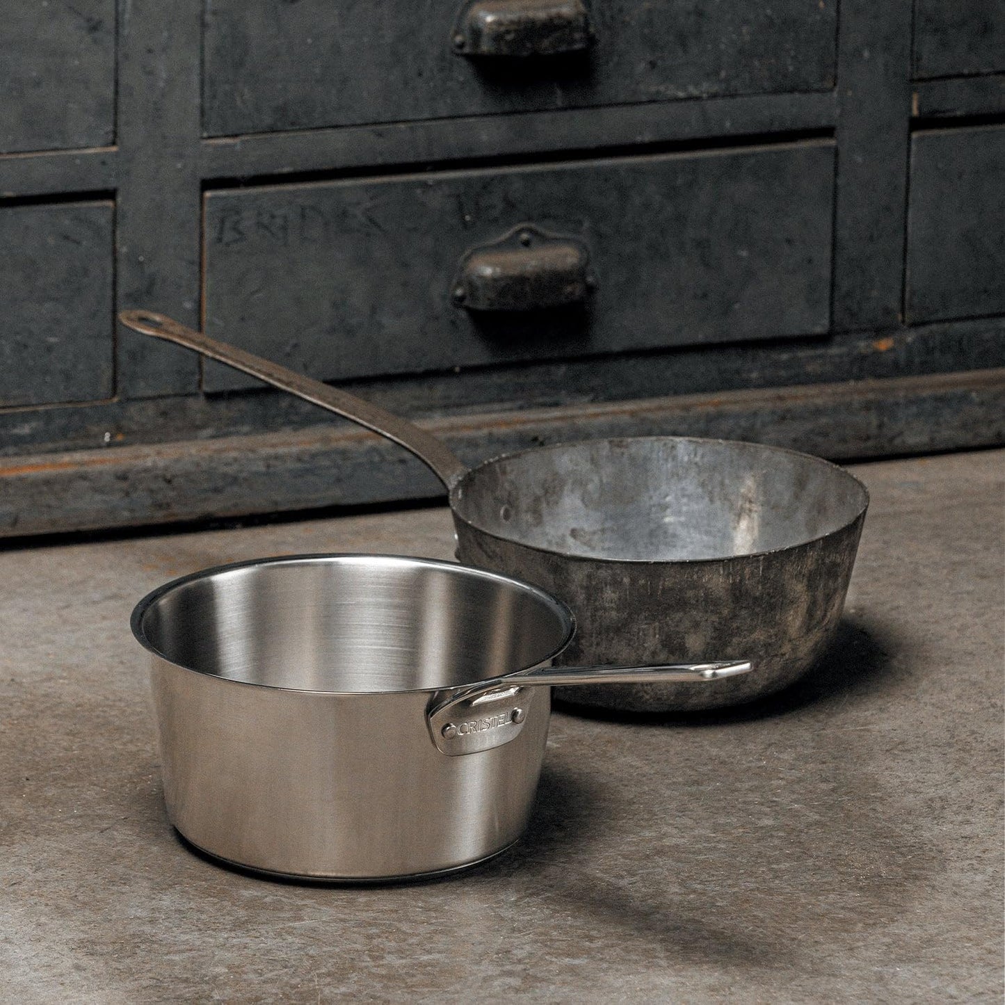 Cristel 1826 Collection 3-Piece Saucepan Set, Made in France, 18/10 Stainless Steel, 3-Ply Construction, Double Riveted Fixed Handle, Oven and Dishwasher Safe