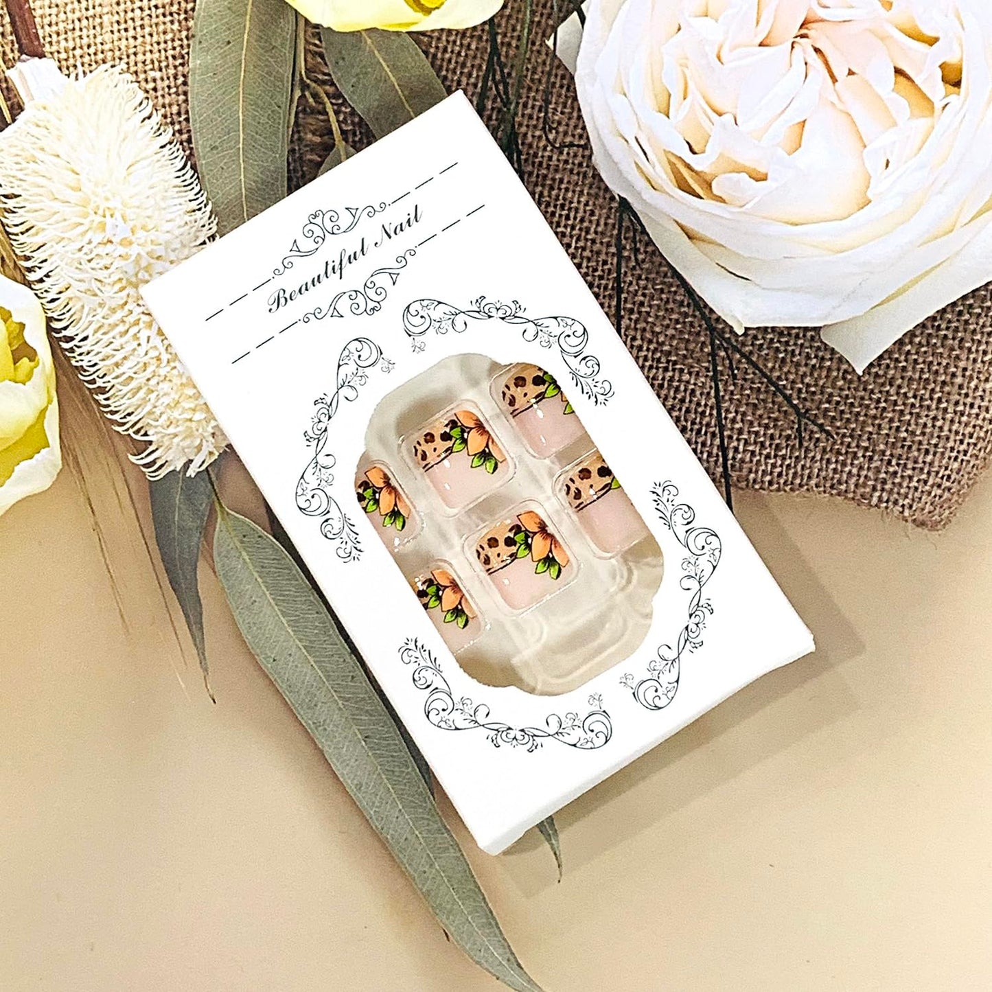 FIEONCIY Press on Toenails with Designs Acrylic Fake Nails for Toe Artificial False Nails with Charms Glue on Toe Nails for Spring Summer Stick on Toenails for Women Girls(JY176)
