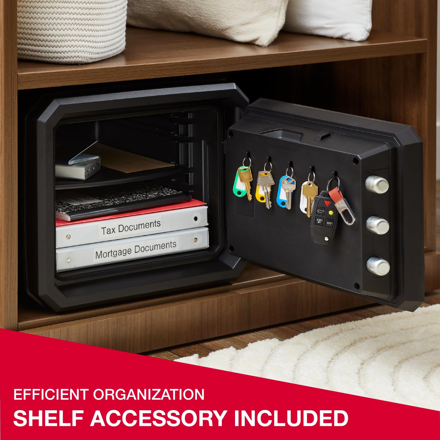SentrySafe Fireproof and Waterproof Large Safe with Digital Keypad, Override Key, and Adjustable Shelf for Home, Dorm, or Office, 0.81 Cubic Feet, FPW082HSB
