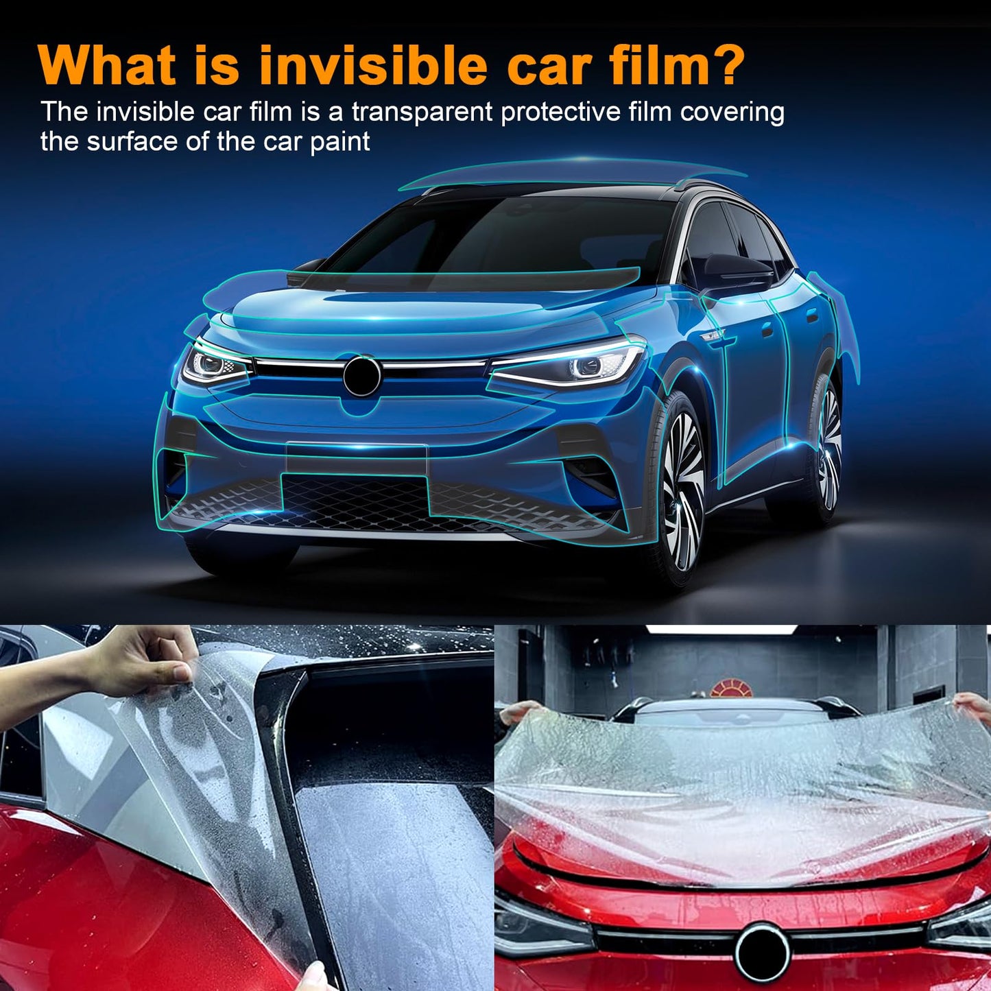 FDAIUN for Volkswagen ID.4 2021-2024 PPF Precut Gloss Clear Car Paint Protective Film Self Healing TPU HD Film Scratch Protector Exterior Accessories (Front Bars + Headlights 5Pcs)