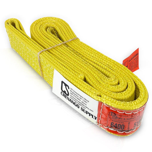 DD Sling (USA Made). 2" wide X (4' to 20' lengths) in Listing! 2 Ply Twisted Eye, Nylon Lifting Slings, Eye & Eye, Heavy Duty (900 webbing), 6,400 lbs Vertical, 5,100 Choker, 12,800 Basket Load Capacity (2inX6ft)