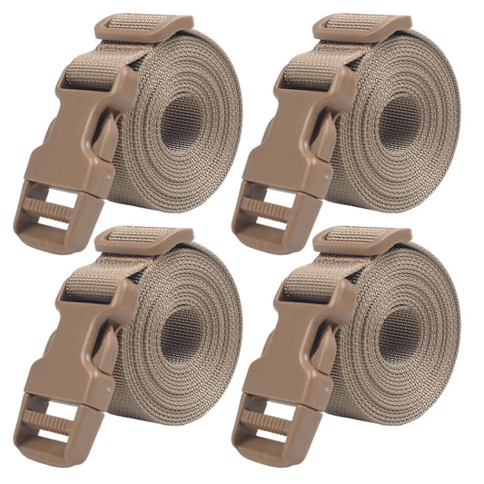 XTACER Backpack Accessory Strap Luggage Straps Cover Strap Sleeping Bag Strap with Buckle (TAN - Release Buckle Straps (4-Pack))