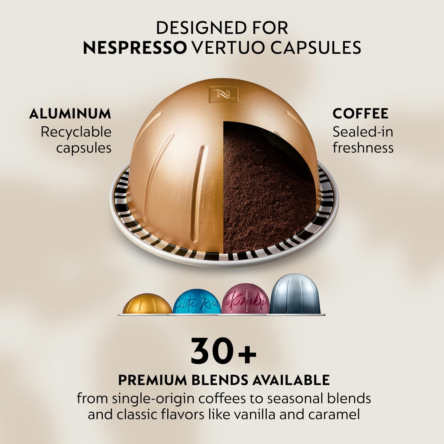 Nespresso Vertuo Next Premium Coffee and Espresso Maker by Breville with Aeroccino Milk Frother, Creamy White Dark Chrome