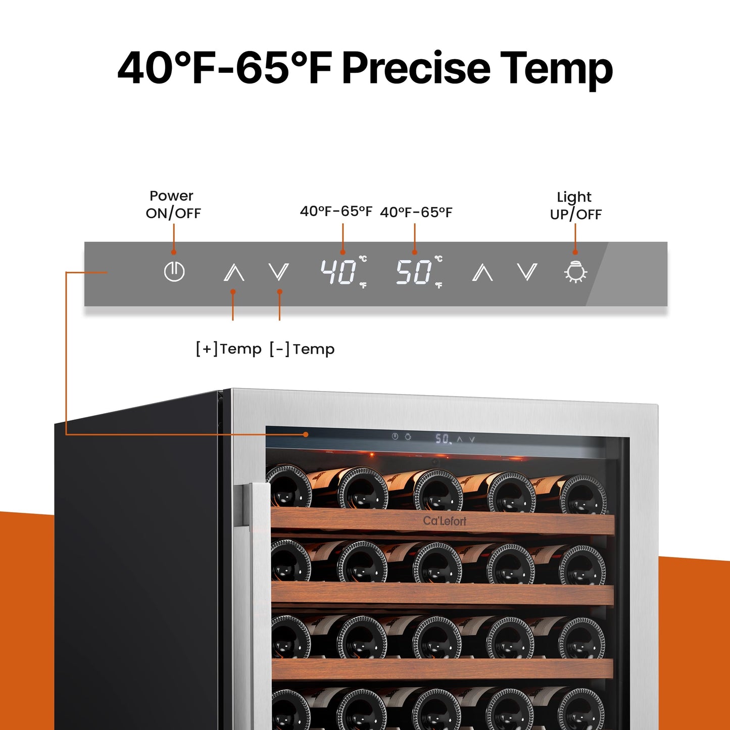 Ca'Lefort 24 Inch Wine Fridge, 61 Bottle Wine Cooler Refrigerator, 40-65°F Wine Refrigerator Glass Door, 3 LED Wine Fridge, Built-in or Freestanding Fridge for Home/Bar/Kitchen (5.65 cu.ft)