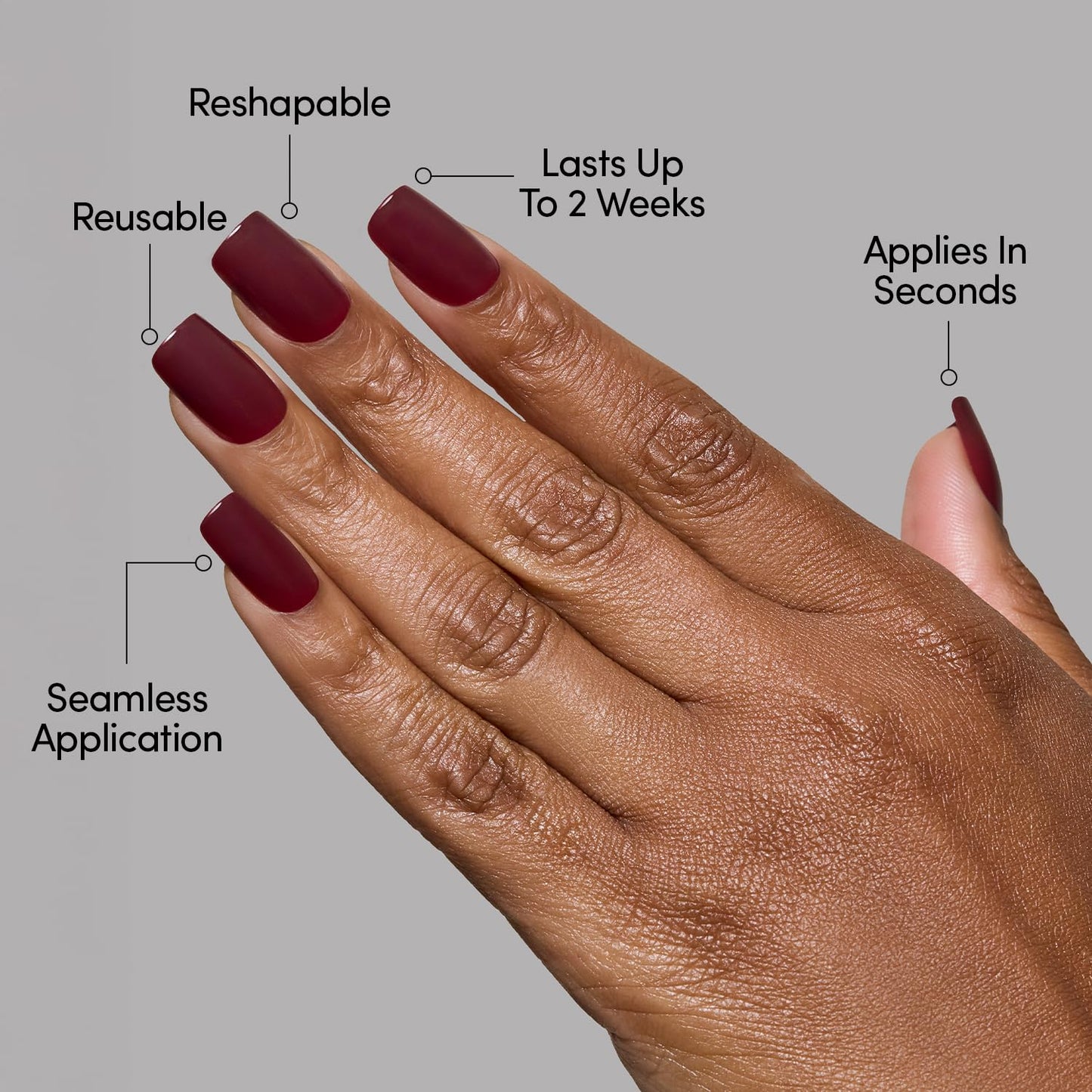 Glamnetic Press-On Nails Bundle - Cherry Mocha & Red Bottom | Dark Red Medium Square Fake Nails with a Glossy Finish | Red Accent Dual Side Medium Almond Fake Nails | Durable, Salon-Quality Nail Kits