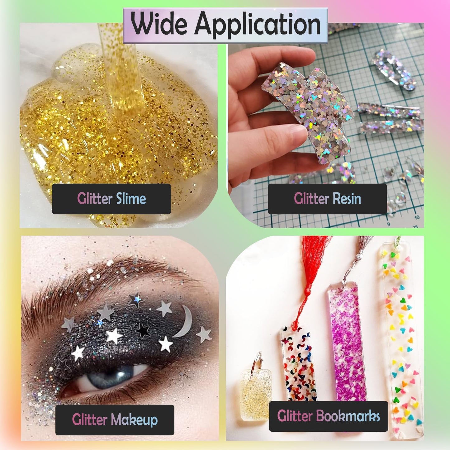 Laza 2g Chunky Glitter Mickey Mouse Shaped Confetti Nail Charms Holographic Sequins Stickers Sparkle for DIY Crafts Nail Art Decoration Party Face Body Make Up Resin - Laser Silver