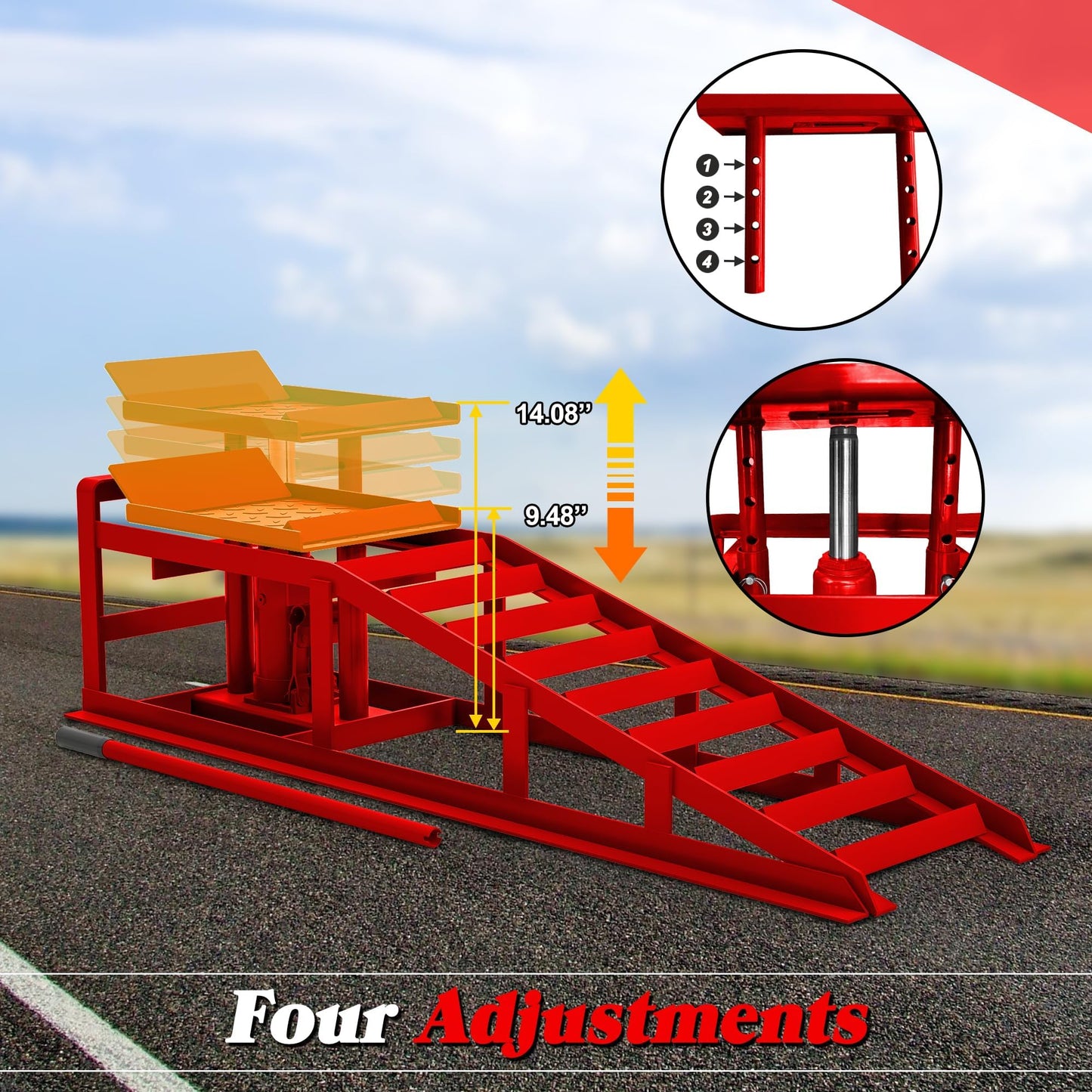2 Pack Hydraulic Car Ramps 5 T 10000 LBS Low Profile Car Lift Service Ramps Truck Trailer Garage,Height Hydraulic Vehicle Ramps