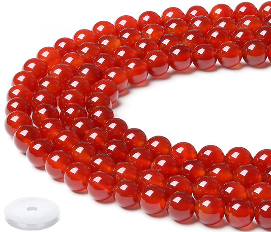 NUKAYAI Natural Carnelian Beads 100Pcs 8mm Red Crystal Beads Loose DIY Round Stone Bead for Bracelet Necklace Earrings Making
