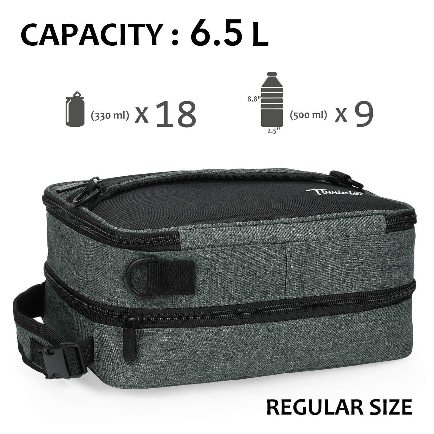 Tirrinia Expandable Insulated Lunch Bag for Men Women – Leakproof Reusable Cooler LunchBox for Kids & Adults with Shoulder Strap, Perfect for Work, School, Office, Travel,Charcoal