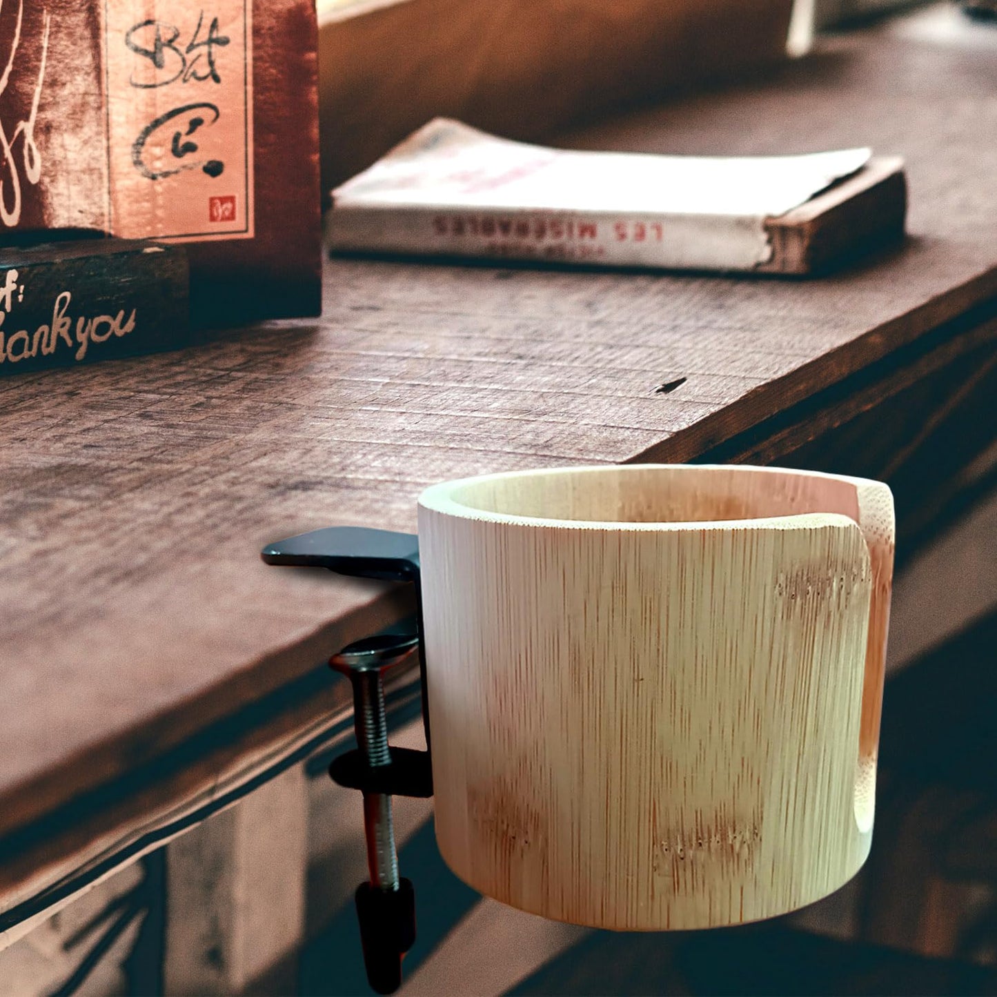 Desk Cup Holder, Large Anti-Spill Cup Holder Clamp for Desk or Table, Table Cup Holder for Water Bottles, Wheelchairs, Workstations, Gaming Desk Accessories, Computer Desk Accessories