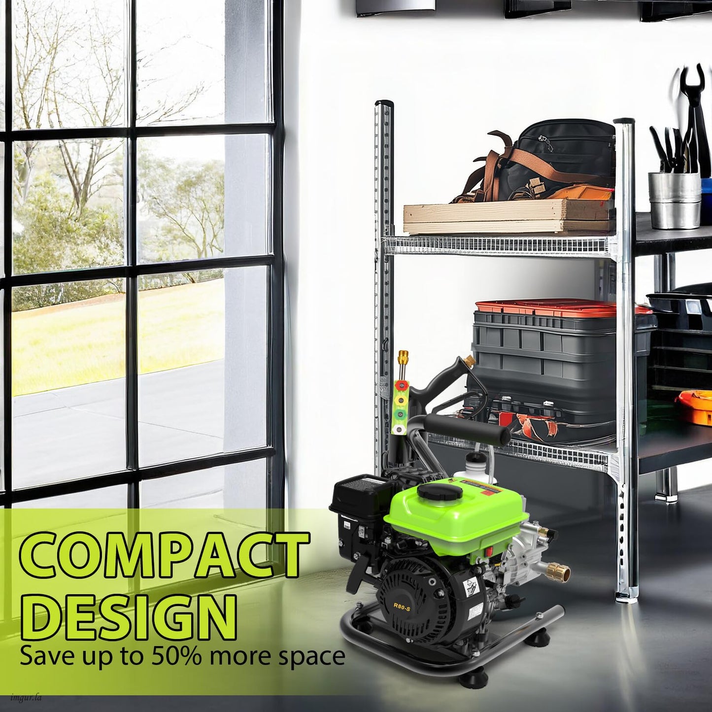 Commercial 3500PSI 2.4GPM 79.7CC Gas Pressure Washer, 2.5 HP Professional Gas Power Washer with 5 Nozzles 25FT Hose Foam Bottle for Car Fence Driveway Yard (EPA/CARB/ETL Compliant), Green