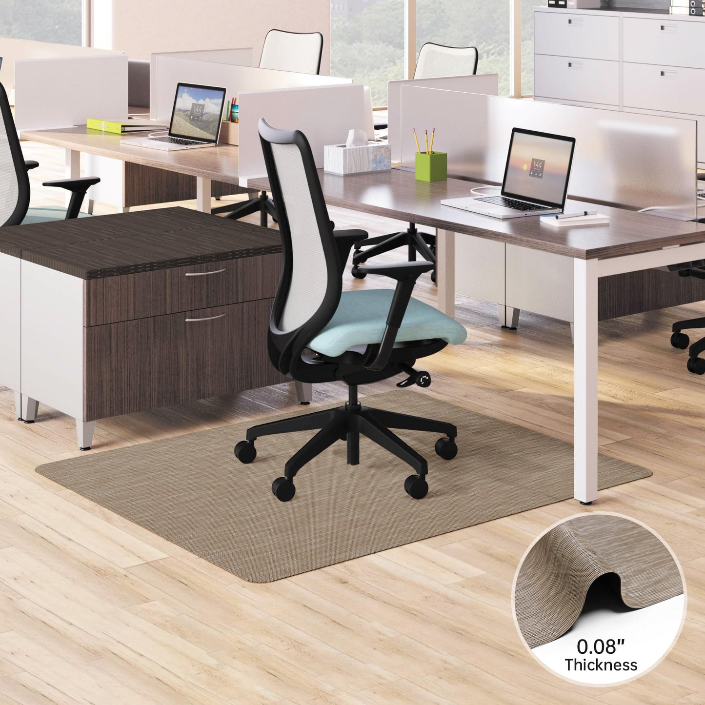Homek Office Chair Mat for Hardwood & Tile Floor, 45"x53" Computer Chair Mat, Non-Curve Anti Slip Hard Floor Protector for Rolling Chair, PVC Mat Desk Rug for Home Office