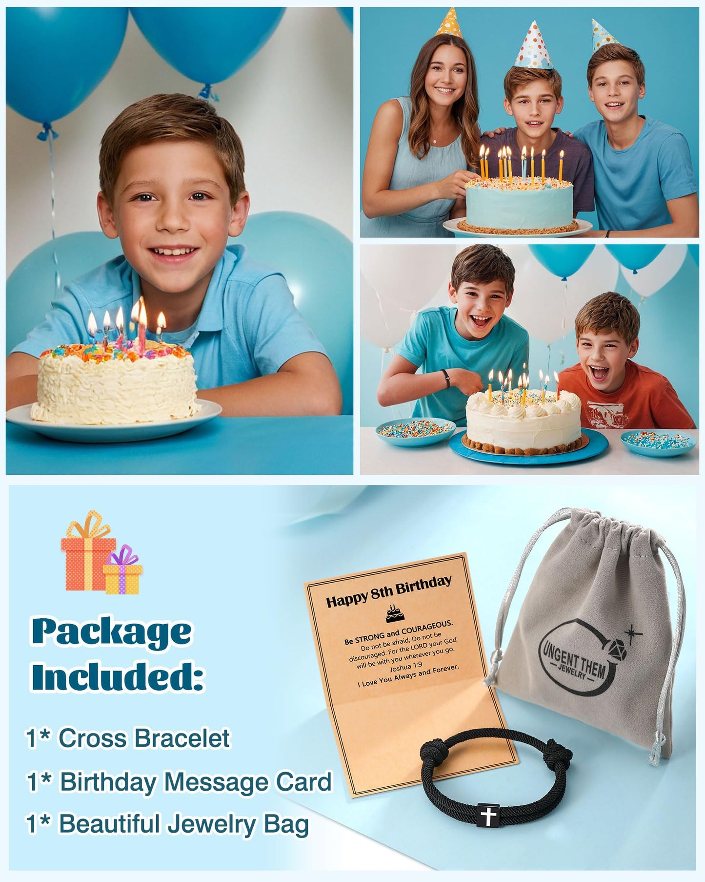 UNGENT THEM 8 Year Old Boy Birthday Gift Ideas, Gifts for 8 Year Old Boys 8th Birthday Decorations Bracelet
