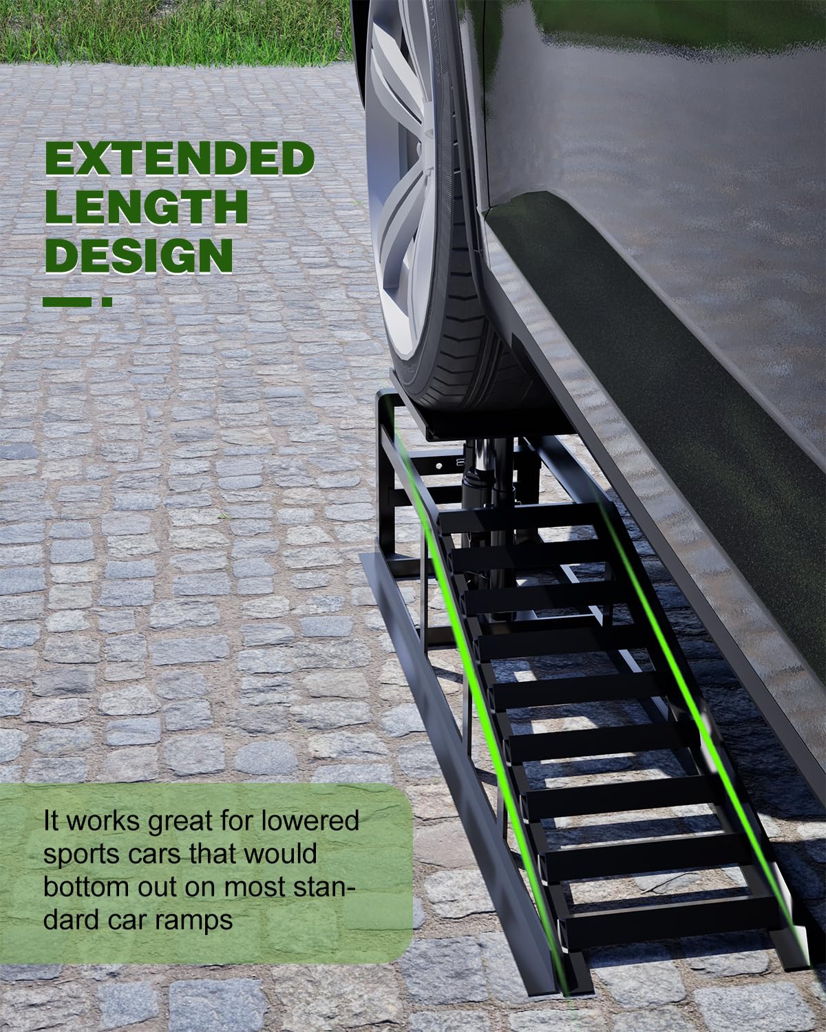 Hydraulic Car Ramps 5T 11000lbs Low Pro-File Car Lift Service Ramps Truck Trailer Garage, 4-Level Height Adjustment, Lift Height 11.61-16.21 Inches, 2 Pack