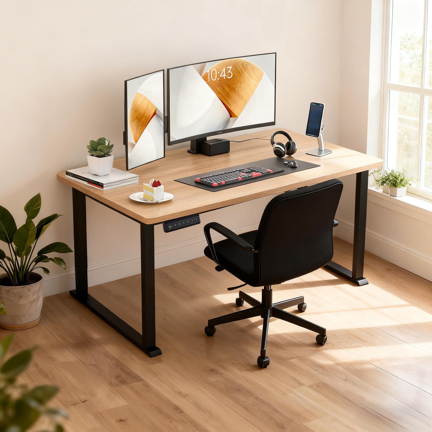 Fromann Electric Standing Desk Frame, 4-Leg Dual Motor Adjustable Standing Desk Legs for Max 70'' x 29.5'' Desktop,Heavy Duty 220lb Load Capacity for Home Office, Frame Only